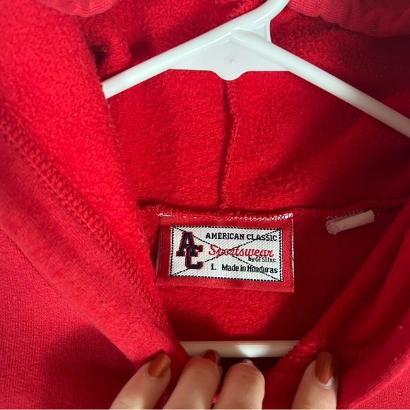 American Sportswear Wisconsin Badgers Hoodie Youth L Large Red Vintage Pullover - Picture 5 of 9